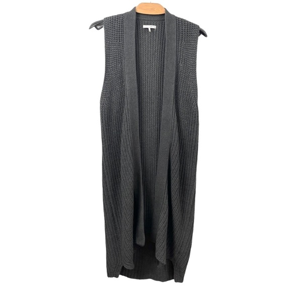 Oak + Fort Slate Grey Knit Open Front Duster Vest Size S - Picture 2 of 5
